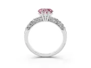 Heart-Shaped Multi Row Pave Engagement Ring Setting for a Fancy Pink Lab-Grown Diamond | Platinum