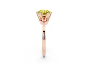 Fancy Yellow Round Cut Diamond Solitaire Engagement Ring Set in Rose gold with Slim Tapered Solitaire Band