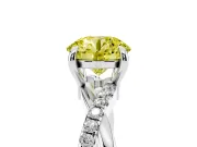 Fancy Yellow Round Cut Diamond Twist Band Solitaire Set in Silver with Pavé Accents and Prong Setting