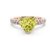 Heart-Shaped Pavé Engagement Ring Setting for a Fancy Yellow Lab-Grown Diamond | Rose Gold