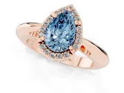 Pear-Shaped Halo Engagement Ring Setting for a Fancy Blue Lab-Grown Diamond | Plain Band | Rose Gold