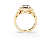 Asscher Cut Halo Engagement Ring Setting for a Black Center | Channel-Set Split Shank | Yellow Gold