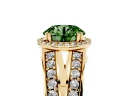 Round Halo Engagement Ring Setting for a Fancy Green Lab-Grown Diamond | Split Shank | Yellow Gold