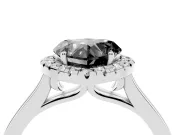 Heart-Shaped Halo Engagement Ring Setting for a Black Center | Flat Tapered Band | Platinum
