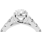 Pear-Shaped Cut-Down Side Stone Engagement Ring Setting | Scalloped Shoulders | Sterling Silver