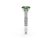 Oval Vintage Hidden Halo Engagement Ring Setting for a Fancy Green Lab-Grown Diamond | Milgrain Pave Band | Platinum