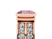 Radiant Cut Half Bezel Engagement Ring Setting for a Fancy Pink Lab-Grown Diamond | Double Row Channel Band | Rose Gold