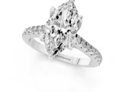 Marquise Hidden Halo Pave Engagement Ring Setting | Claw Prongs | White Gold