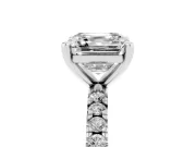 Asscher Cut Shared Prong Solitaire Engagement Ring Setting | Pavé Band | Sterling Silver