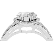 Heart-Shaped Halo Engagement Ring Setting | Two-Row Pave Split Shank | Platinum