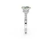 Pear-Shaped Pavé Solitaire Engagement Ring Setting for a Fancy Green Lab-Grown Diamond | Crossover Gallery | Platinum