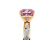 Cushion Cut Channel Set Engagement Ring Setting for a Fancy Pink Lab-Grown Diamond | Yellow Gold