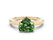 Fancy Green Heart Cut Diamond Solitaire Ring Set in Yellow gold with Prong Setting and Classic Band