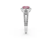 Radiant Cut Floral Halo Engagement Ring Setting for a Fancy Pink Lab-Grown Diamond | Pavé Split Shank | Sterling Silver