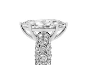 Marquise Multi Row Pave Solitaire Engagement Ring Setting | Domed Shoulders | Platinum