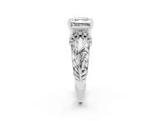 Asscher Cut Diamond Filigree Halo Engagement Ring Set in Silver with Prong Setting