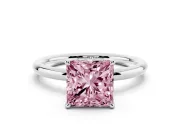 Princess Cut Hidden Halo Ring Setting for a Fancy Pink Lab-Grown Diamond | Platinum