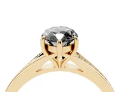 Marquise Pavé Solitaire Engagement Ring Setting for a Black Center | Yellow Gold