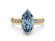 Marquise Channel Set Engagement Ring Setting for a Fancy Blue Lab-Grown Diamond | Rope Collar | Yellow Gold