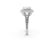 Princess Cut Double Halo Split Shank Engagement Ring Setting | Pavé Shoulders | White Gold
