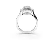 Pear-Shaped Double Halo Engagement Ring Setting | Pave Shoulders | Platinum