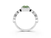 Fancy Green Oval Cut Diamond Milgrain Marquise Twist Band Ring Set in White gold with Prong Setting