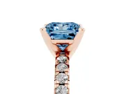 Princess Cut Pavé Solitaire Engagement Ring Setting for a Fancy Blue Lab-Grown Diamond | Rose Gold