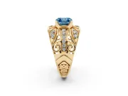 Asscher Cut Art Deco Engagement Ring Setting for a Fancy Blue Lab-Grown Diamond | Yellow Gold