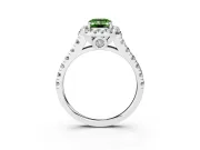 Emerald Cut Halo Engagement Ring Setting for a Fancy Green Lab-Grown Diamond | Shared Prong Shoulders | Sterling Silver