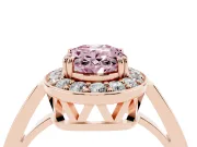 Oval Halo Engagement Ring Setting for a Fancy Pink Lab-Grown Diamond | Polished Halo Rim | Rose Gold