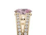 Oval Split Shank Pavé Engagement Ring Setting for a Fancy Pink Lab-Grown Diamond | Yellow Gold
