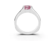 Princess Cut Half Bezel Engagement Ring Setting for a Fancy Pink Lab-Grown Diamond | Wide Band | Sterling Silver