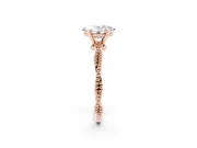 Oval Cut Diamond Solitaire Ring Set in Rose gold with Twisted Band and Bead Prong Setting