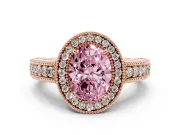 Oval Halo Engagement Ring Setting for a Fancy Pink Lab-Grown Diamond | Rose Gold