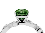 Fancy Green Radiant Cut Diamond Solitaire Twisted Band Set in Silver with Pavé Setting