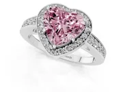 Fancy Pink Heart Cut Diamond Halo Pavé Engagement Ring Set in Silver with Bezel Setting