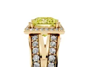Princess Cut Halo Engagement Ring Setting for a Fancy Yellow Lab-Grown Diamond | Two-Row Pave Split Shank | Yellow Gold