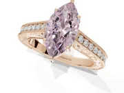 Marquise Vintage Engraved Pavé Engagement Ring Setting for a Fancy Pink Lab-Grown Diamond | Milgrain Edges | Rose Gold