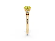 Round Three Stone Engagement Ring Setting for a Fancy Yellow Lab-Grown Diamond | Round Side Stones | Yellow Gold