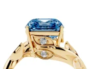 Asscher Cut Twisted Bypass Engagement Ring Setting for a Fancy Blue Lab-Grown Diamond | Yellow Gold