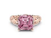 Asscher Cut Filigree Engagement Ring Setting for a Fancy Pink Lab-Grown Diamond | Rose Gold