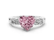 Heart-Shaped Five Stone Engagement Ring Setting for a Fancy Pink Lab-Grown Diamond | White Gold