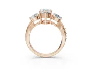 Pear-Shaped Three Stone Engagement Ring Setting | Tapered Pave Band | Rose Gold