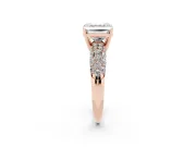 Asscher Cut Multi Row Pave Solitaire Engagement Ring Setting | Domed Shoulders | Rose Gold