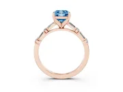 Cushion Cut Baguette Side Stone Engagement Ring Setting for a Fancy Blue Lab-Grown Diamond | Rose Gold