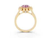 Round Milgrain Cluster Halo Engagement Ring Setting for a Fancy Pink Lab-Grown Diamond | Plain Band | Yellow Gold