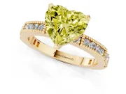 Heart-Shaped Vintage Pavé Engagement Ring Setting for a Fancy Yellow Lab-Grown Diamond | Yellow Gold