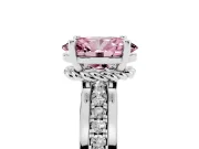 Oval Channel Set Engagement Ring Setting for a Fancy Pink Lab-Grown Diamond | Rope Collar | Sterling Silver