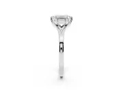 Emerald Cut Diamond Solitaire Ring Set in Platinum with Polished Tapered Band and Prong Setting