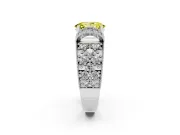 Oval Vintage Milgrain Pave Engagement Ring Setting for a Fancy Yellow Lab-Grown Diamond | Crescent Side Rows | Platinum